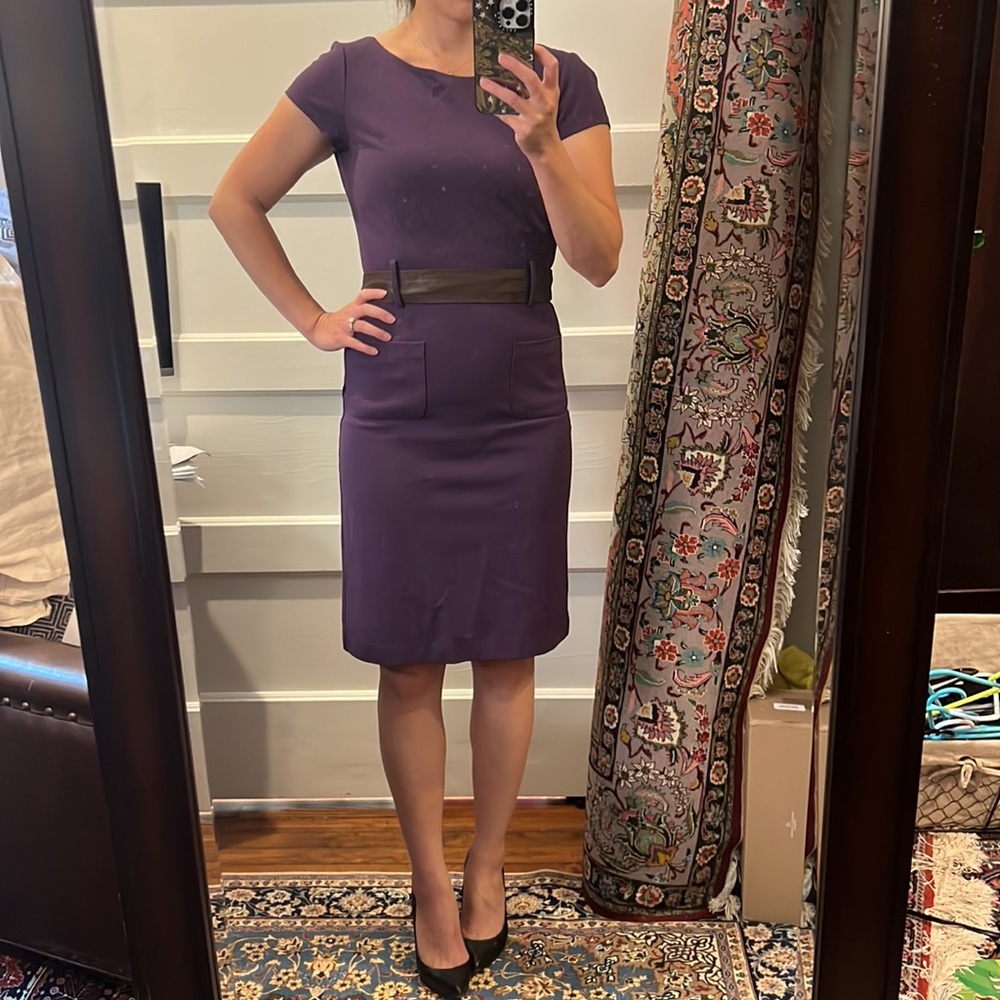 Purple Theory dress with faux leather belt